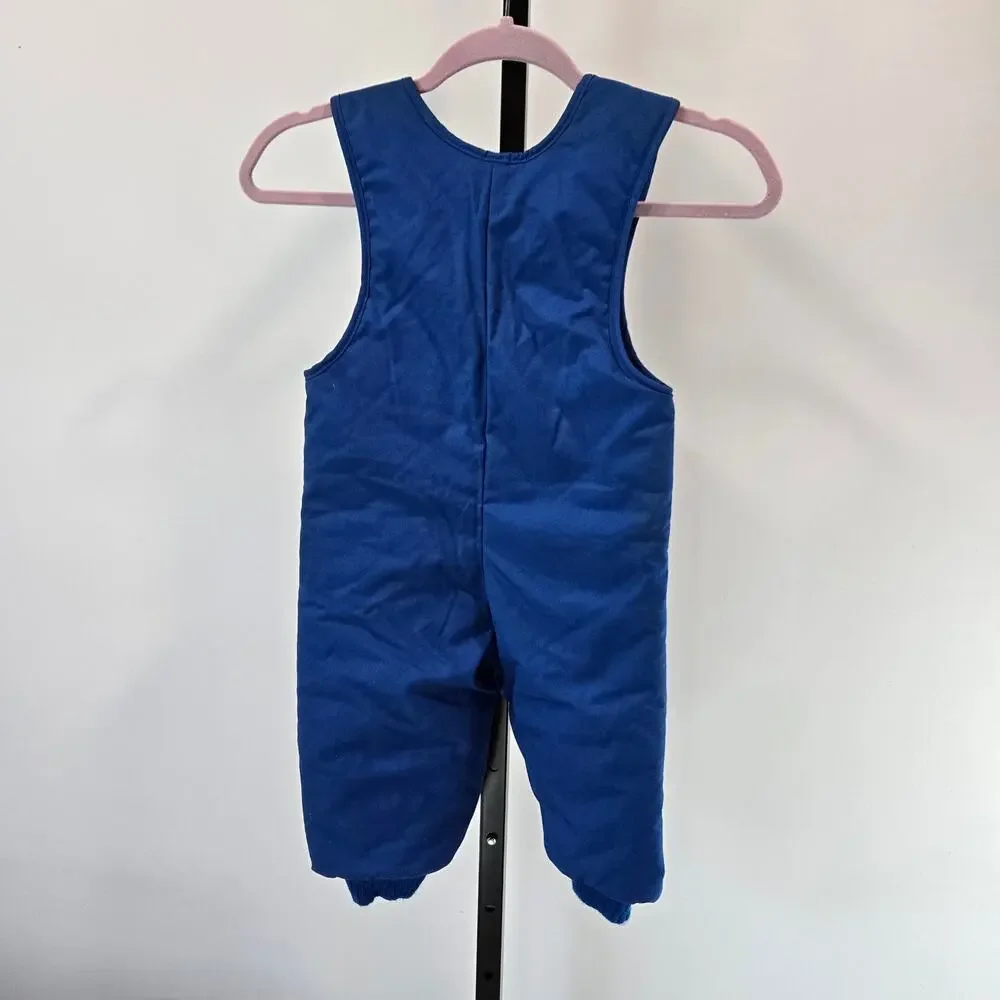 Vintage Kids Snow Suit Bibs Blue Union Made Blue Full Zip 2T‎